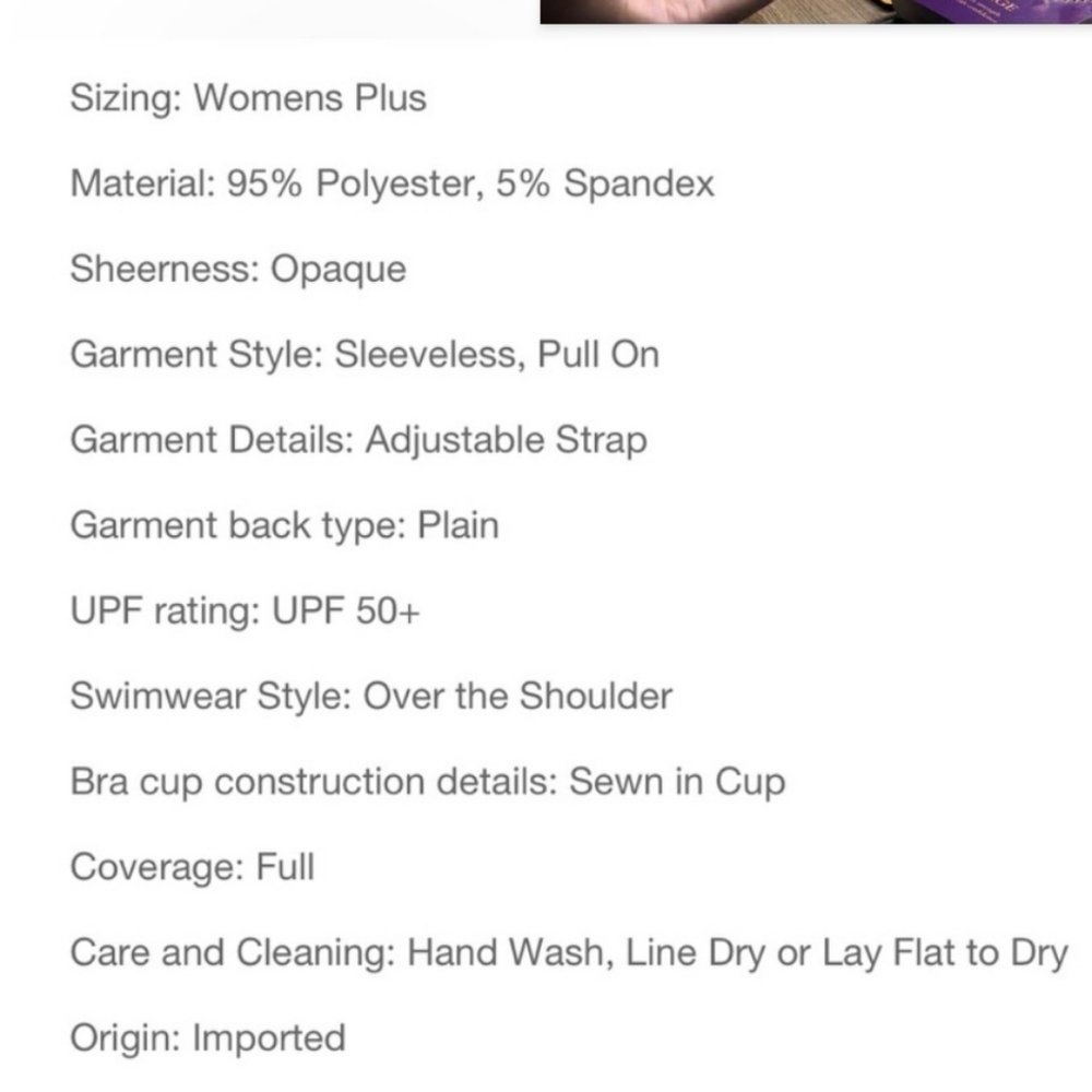 Swim Dress Black Plus Size Sz 18‎ - Picture 4 of 7